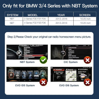 BMW F30 F31 F32 F33 F34 F36 NBT 10.25” Touchscreen CarPlay Android Auto Display